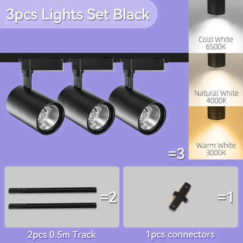 Spot Led Track Light 220V Ceiling Lamp COB Spotlight Rail Lighting Fixture for Home Decor Clothing Store Full Set Track Lights