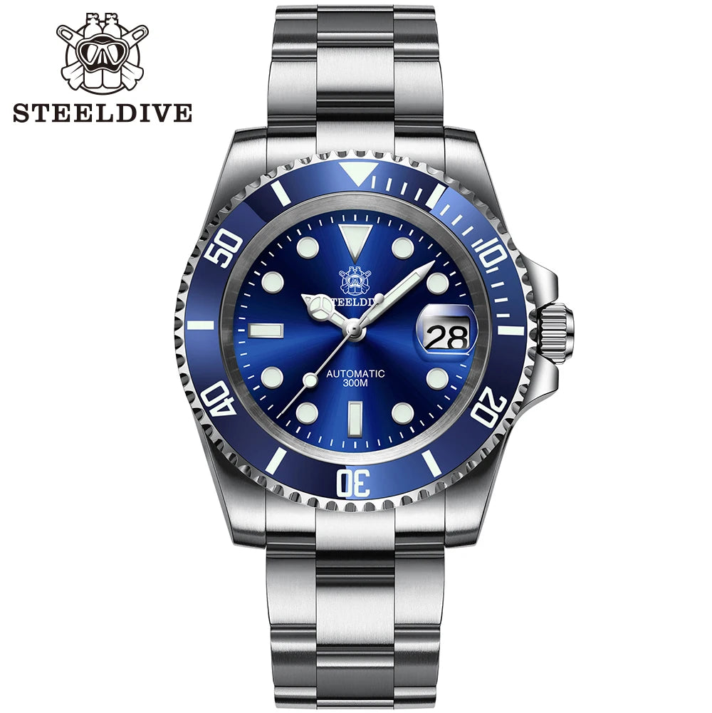 STEELDIVE SD1953 Black Dial Green Ceramic Bezel NH35 Automatic Watch 300M Waterproof Sapphire Glass Men Dive Watches