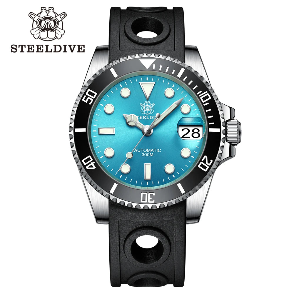 STEELDIVE SD1953 Black Dial Green Ceramic Bezel NH35 Automatic Watch 300M Waterproof Sapphire Glass Men Dive Watches