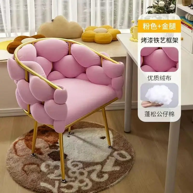 Nordic Vanity Chair Girls Comfortable Bedroom Living Room Make Up Manicure Chairs Computer Chair Home Office Seat Adult