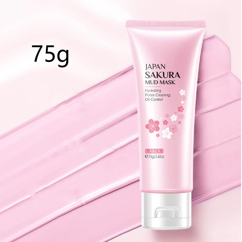 Japan Sakura Mud Face Mask Reduce Wrinkle Night Facial Packs Skin Clean Blackhead Pores Smearing Mud Mask Skin Care 100g