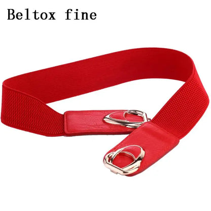 Fashion Thick PU Leather Elastic Wide Belts for Women Stretch Waist Dress Plus Size