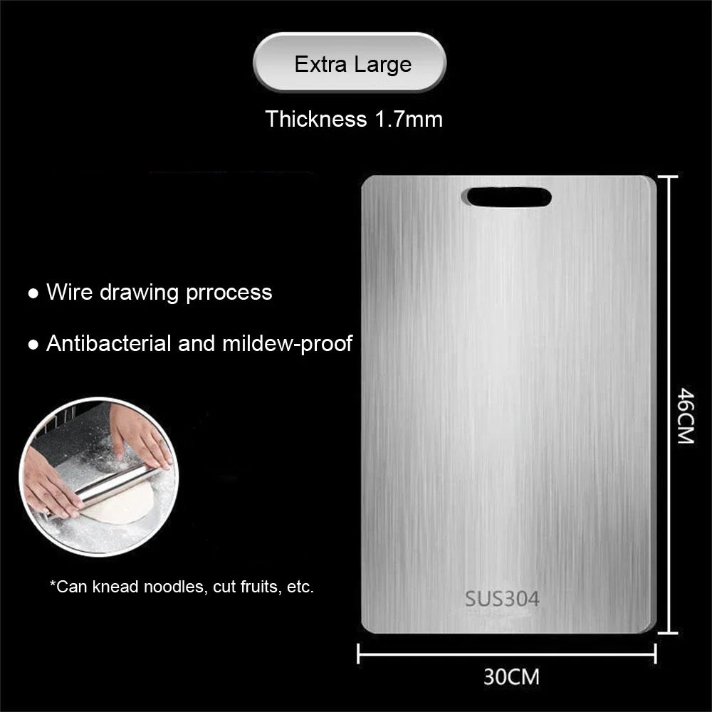 316 Stainless Steel Panel and Chopping Board Kitchen Household Thickened Double Sided Cutting Board Block Kneading Dough Board