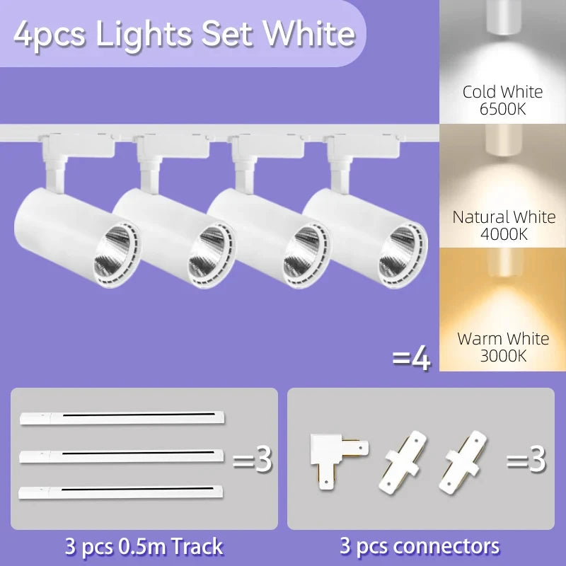 Spot Led Track Light 220V Ceiling Lamp COB Spotlight Rail Lighting Fixture for Home Decor Clothing Store Full Set Track Lights