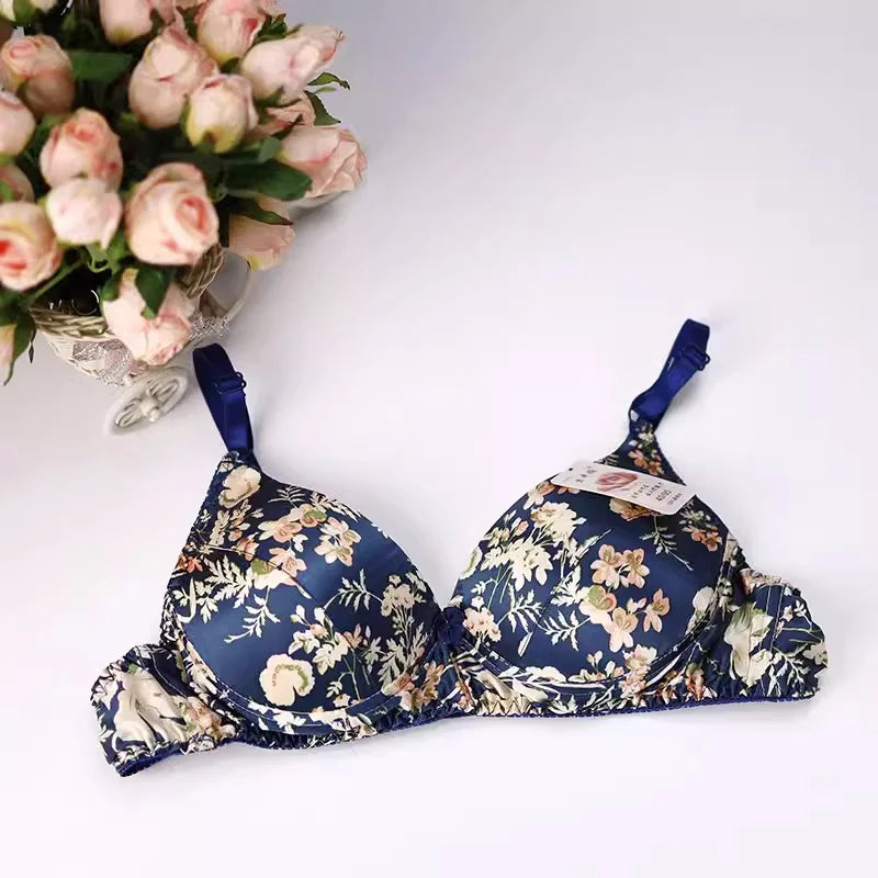 Hot-Selling 100% Mulberry silk bra underwear double faced silk print summer bra