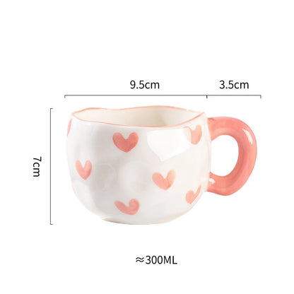 300ML Creative Hand Pinched Irregular Flower Ceramic mug Handmade Coffee Cup Breakfast Milk Afternoon tea cups Korean Style Mugs