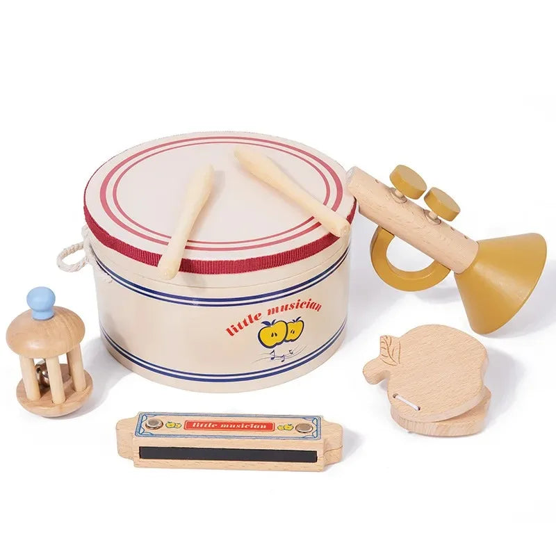 Wooden Xylophone Drum Set For Toddlers,Montessori Baby Musical Instruments Toys, Drum Set Percussion Instruments Musical Toys