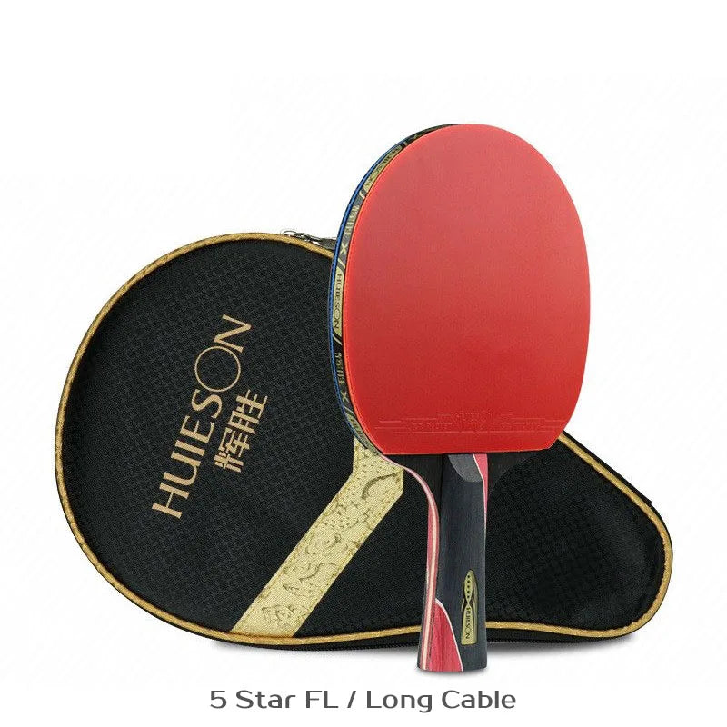 Huieson 5/6 Star Table Tennis Racket Carbon Offensive Ping Pong Racket Paddle with Cover Bag