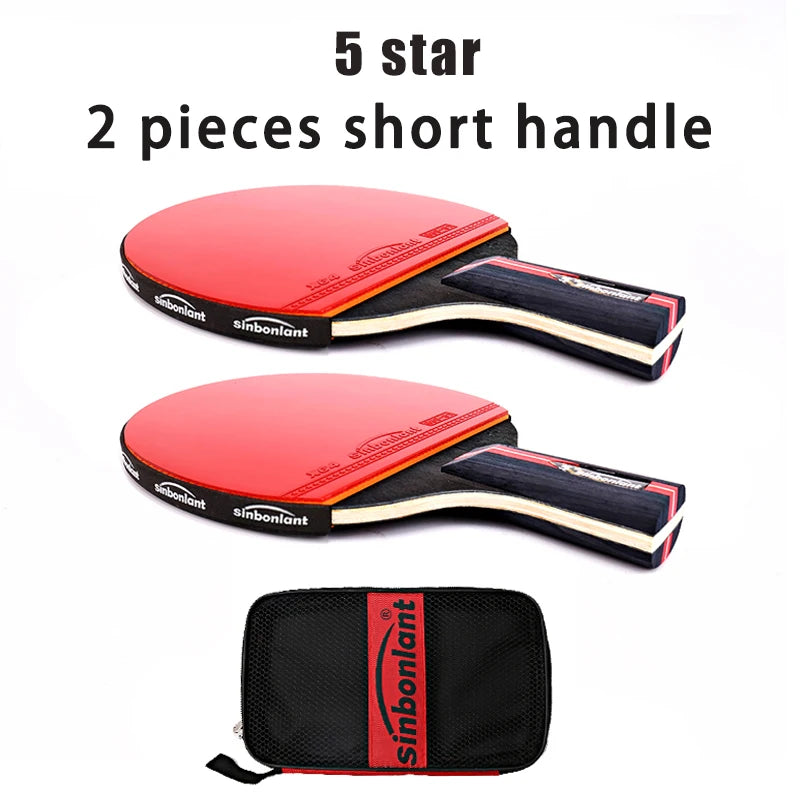 Professional Tennis Table Racket Short Long Handle Carbon Blade Rubber With Double Face Pimples In Ping Pong Rackets With Case