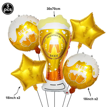 New Year Theme Party Decor Wine Bottle Wine Glass Whiskey Microphone Star Balloon Happy New Year Party Scene Decoration Supplies