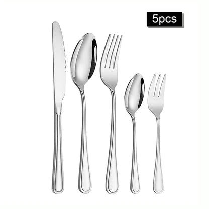 6/30pcs Stainless steel cutlery set steak knife and fork dessert fork and spoon high-end suitable for restaurants and hotels