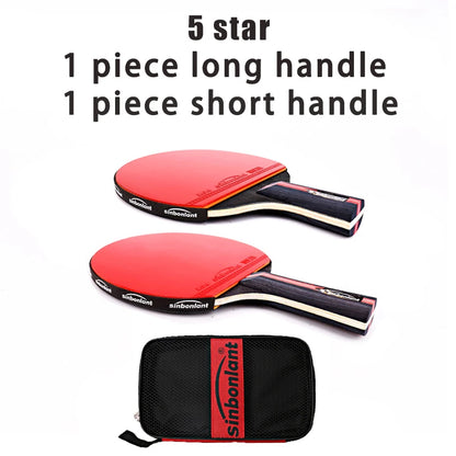 Professional Tennis Table Racket Short Long Handle Carbon Blade Rubber With Double Face Pimples In Ping Pong Rackets With Case