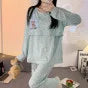 Postpartum woman lactation pajamas set autumn nursing leisurewear cartoon pregnant maternity breastfeeding tops long trousers