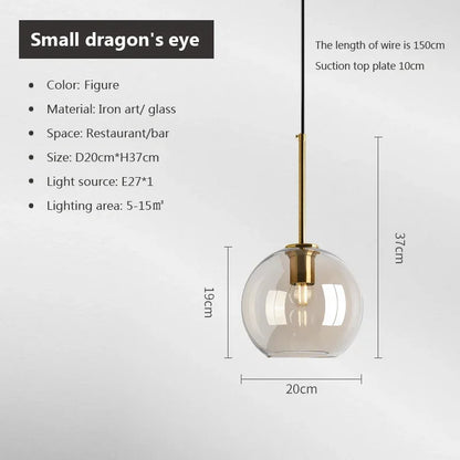 Modern Nordic hanging loft Glass lustre Pendant Light industrial decor Lights Fixtures E27/E26 for Kitchen Restaurant Lamp