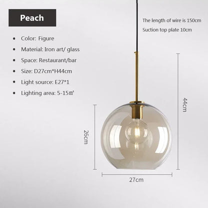 Modern Nordic hanging loft Glass lustre Pendant Light industrial decor Lights Fixtures E27/E26 for Kitchen Restaurant Lamp