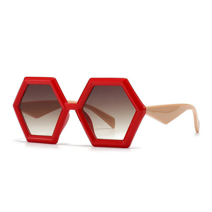 LNFCXI New Retro Polygon Square Sunglasses Women Gradient Orange Tea Shades UV400 Fashion Men Double Color Trending Sun Glasses