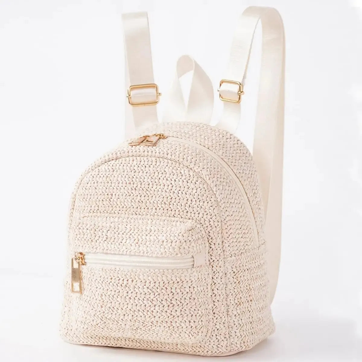 1pc Cute Solid Color Straw Children'S Backpack, Mommy Bag, Suitable For Girls, Boys, School, Travel, Vacation, Beach, Gifts