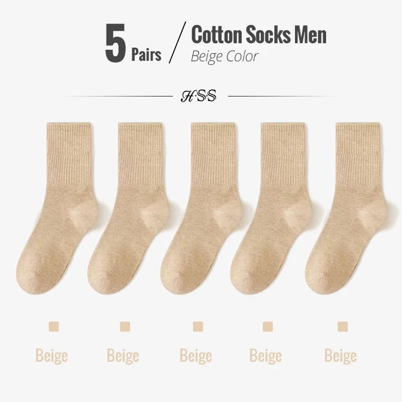 HSS 95% Combed Cotton Socks Men Business Dress Long Socks Soft Breathable Spring Summer Colorful Sock For Man 5Pairs/Lot