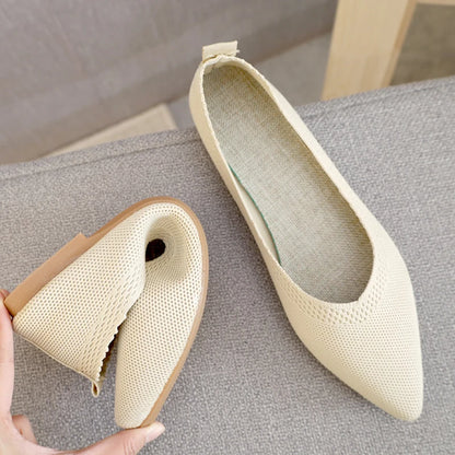 Shoes women Fashion Slip On Mesh Loafers Breathable Stretch Ballet Shallow Flats Women Soft Bottom Pointed Toe Boat Shoes