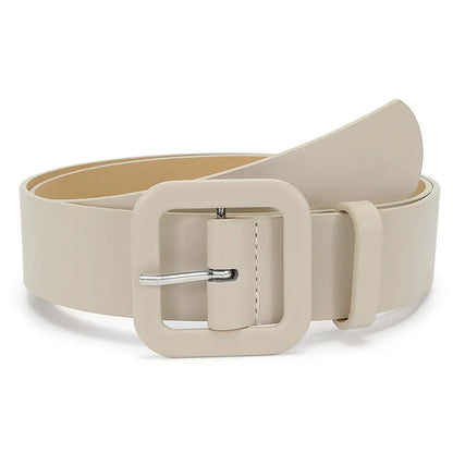 Vintage Square Pin Buckle Coat Dress Women's Waist Belts New Fashion Ladies Candy Color Wide Belts For Girls