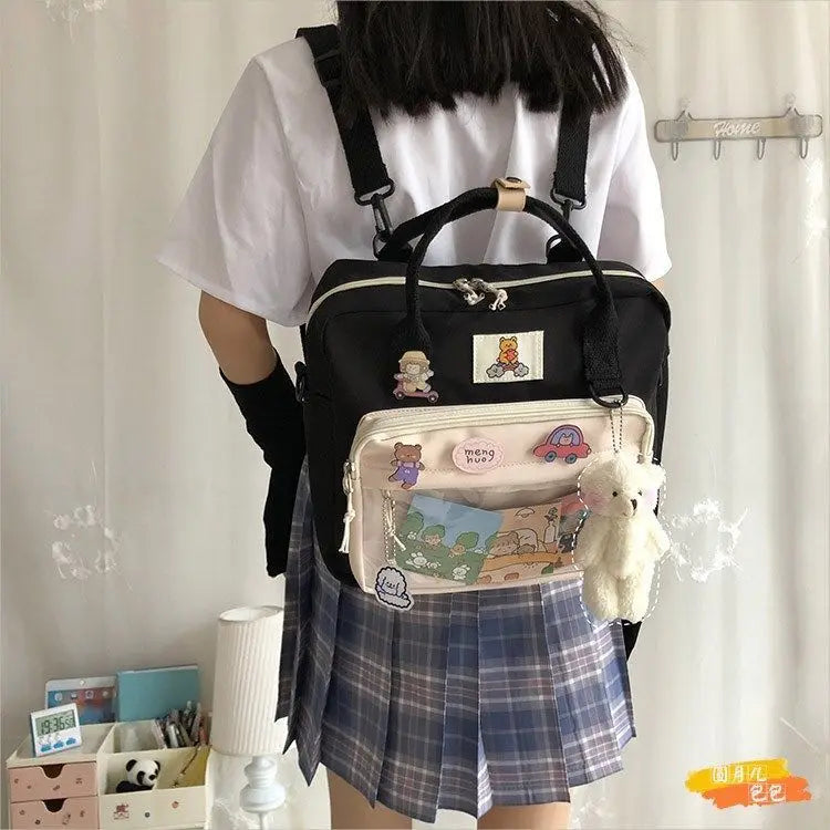 JIAERDI Kawaii Ita Bag For Teenage Girls Harejuku Preppy Backpack Women Cartoon Transparent JK Shoulder Bag Female Bolso Mujer