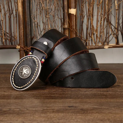 3.8CM Pure Cowhide High Quality Genuine Leather Belts for Men Strap Male Thickened Head Layer Cowhide Smooth Buckle Jeans Cintos