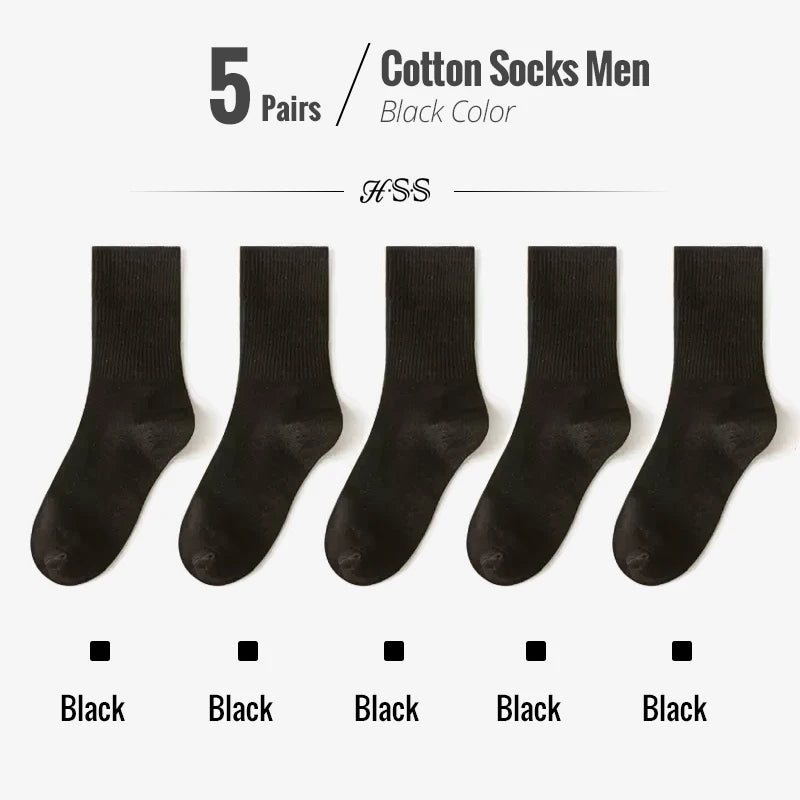 HSS 95% Combed Cotton Socks Men Business Dress Long Socks Soft Breathable Spring Summer Colorful Sock For Man 5Pairs/Lot