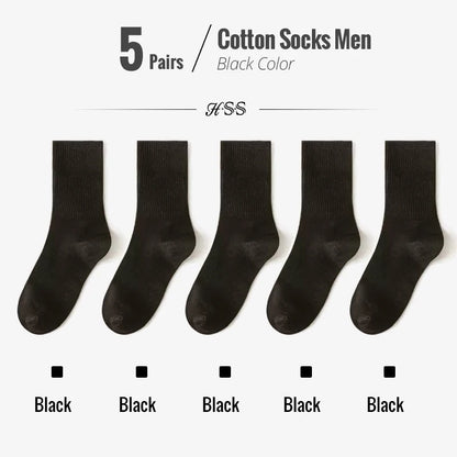 HSS 95% Combed Cotton Socks Men Business Dress Long Socks Soft Breathable Spring Summer Colorful Sock For Man 5Pairs/Lot