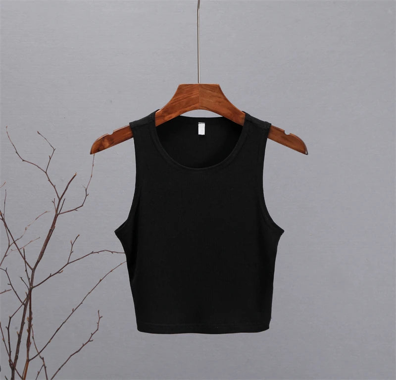 Hirsionsan Cotton Vest Women Summer Slim Sleeveness Tank Y2k Crop Tops for Girl Outfits Solid Female Clothes