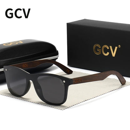 GCV Natural Wooden Photochromic Sunglasses Men Polarized Fashion Sun Glasses Original Wood Oculos De Sol Masculino