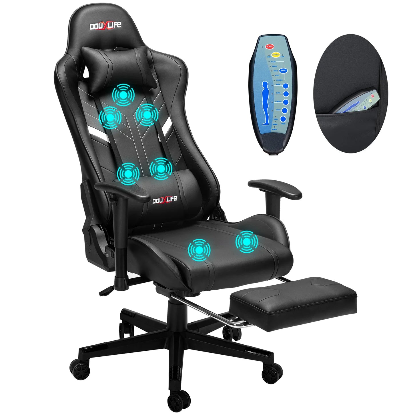 GC-RC03 Gaming Chair Massage Ergonomic High Back Design Lumbar Relax New Customized PU Massage Computer Office Chairs