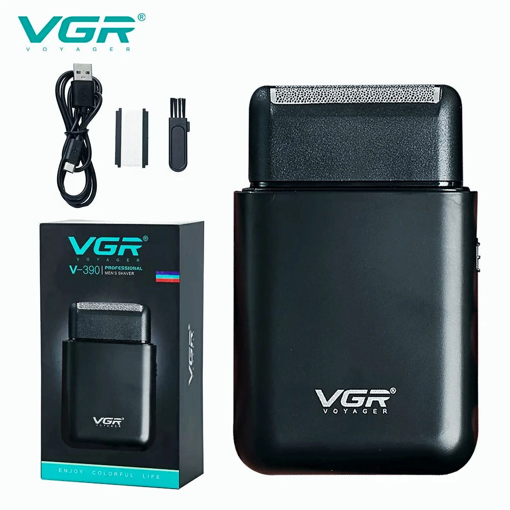 VGR Electric Shaver Professional Beard Trimmer Razor Portable Mini Shaver Reciprocating Shaving 2 Blade USB Charge for Men V-390