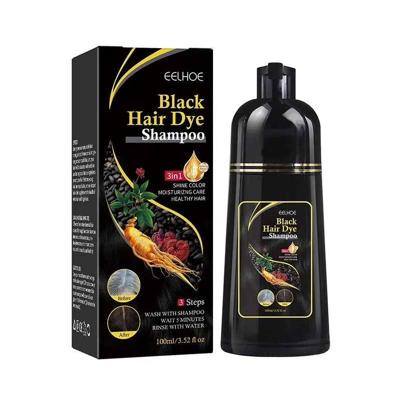 Natural Herbal Hair Dye Shampoo 3 in 1 Hair Color Shampoo for Gary Hair Dark Brown Black And Women Men Grey Coverage