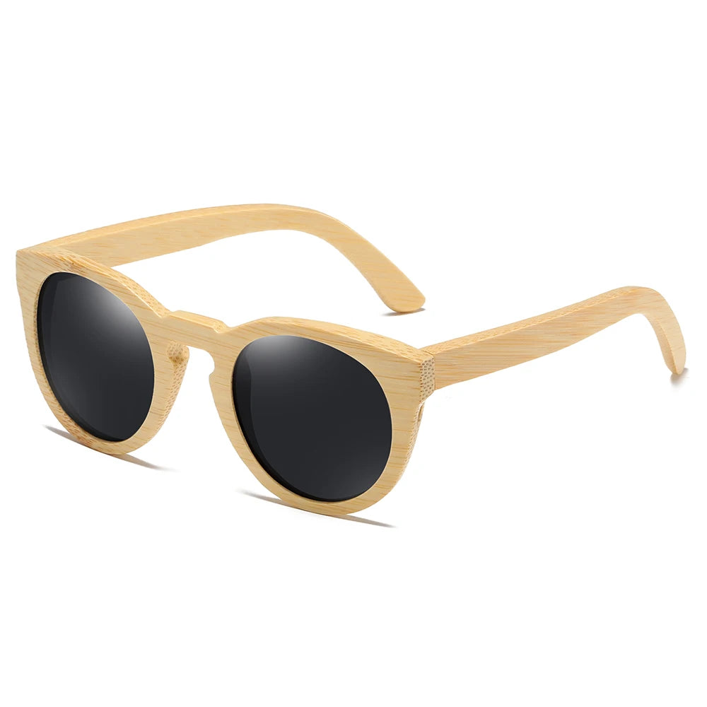 GM Design Women Bamboo Sunglasses With Polarized Mirror Lenses Of Bamboo Wood Sunglasses With Wooden Box