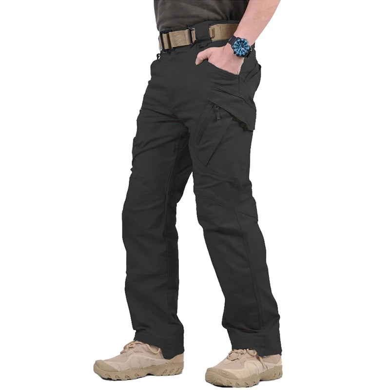 IX9 City Tactical Cargo Pants Men Stretch Cotton Work Military Pants Flexible Outdoor SWAT Army Combat Trousers with 9 Pockets