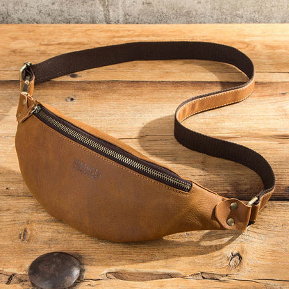 CONTACT'S 100% Crazy Horse Leather Waist Packs Travel Fanny Pack For Men Leather Waist Bag Male Belt Bag Multifunction Chest Bag