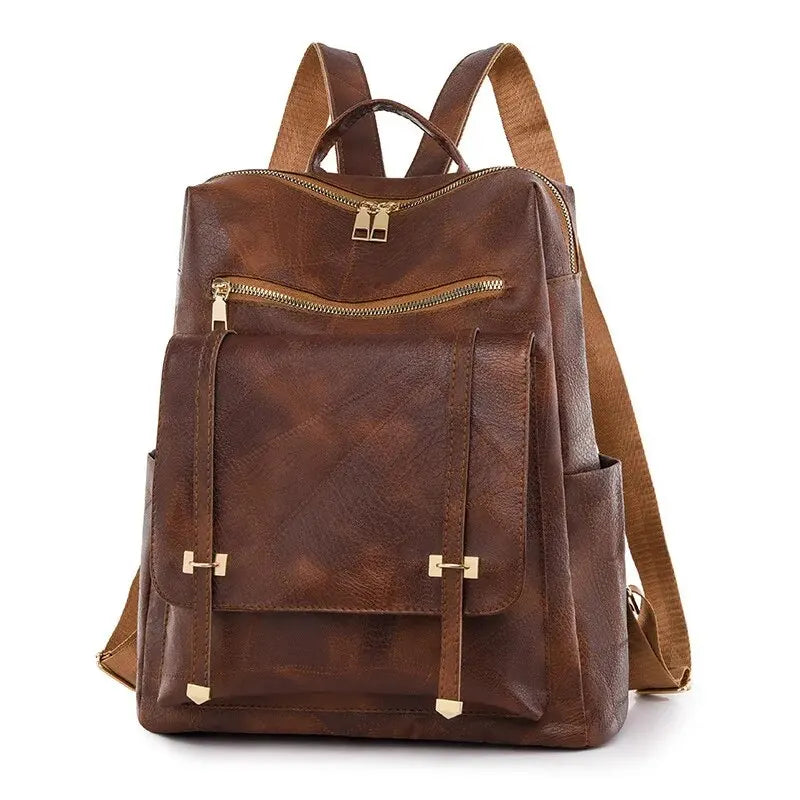 Vintage Women's Bag Large Capacity Leather Daily Commute Travel Women's Backpack Shopping