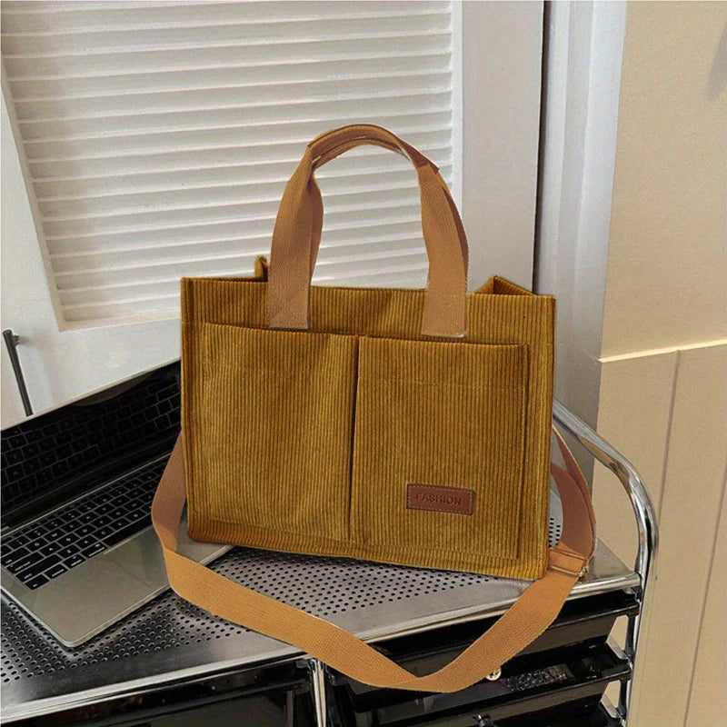 Women's Corduroy Tote Bag Large Capcity Handbags for Women Commuting Women's Bag Messenger Shoulder Bag Female Handbag