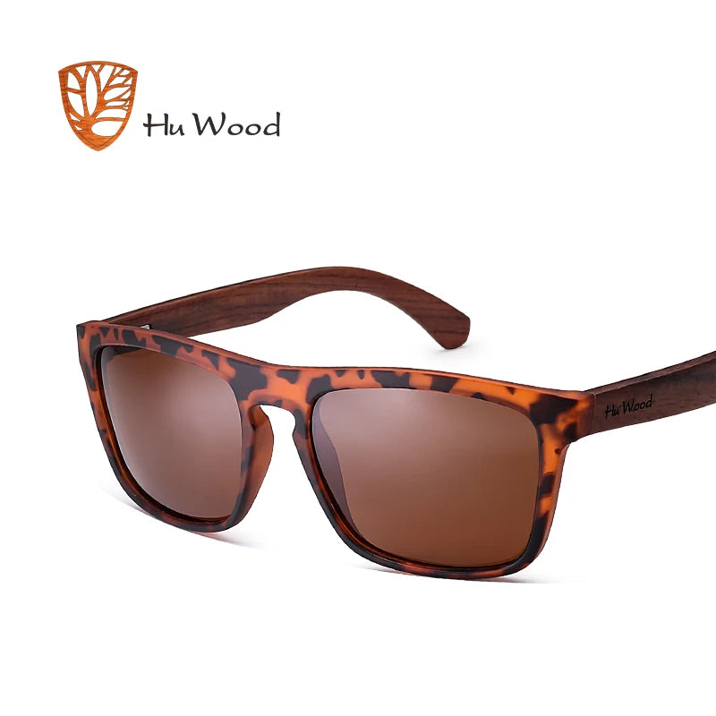 HU WOOD Sunglasses for Men Zebra Wood Polarized Sun glasses Rectangle Lenses Driving UV400 Protection Eyewear Wooden GR8002