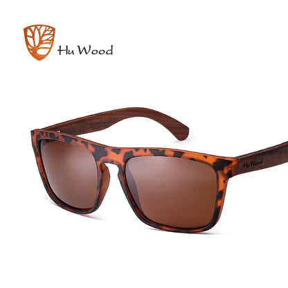 HU WOOD Sunglasses for Men Zebra Wood Polarized Sun glasses Rectangle Lenses Driving UV400 Protection Eyewear Wooden GR8002