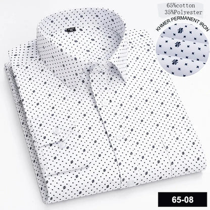 New in shirt long-sleeve shirts for men slim fit formal plian shirt single pocket office clothes soft plaid cotton designer tops