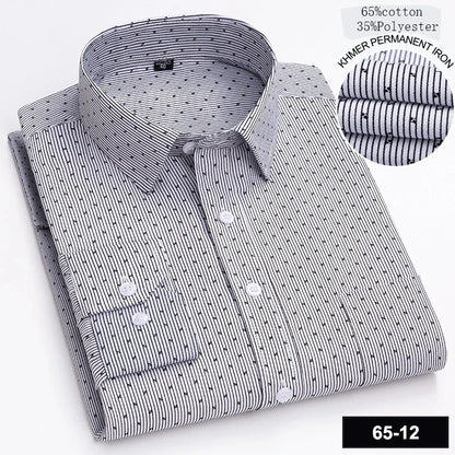 New in shirt long-sleeve shirts for men slim fit formal plian shirt single pocket office clothes soft plaid cotton designer tops