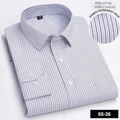 New in shirt long-sleeve shirts for men slim fit formal plian shirt single pocket office clothes soft plaid cotton designer tops