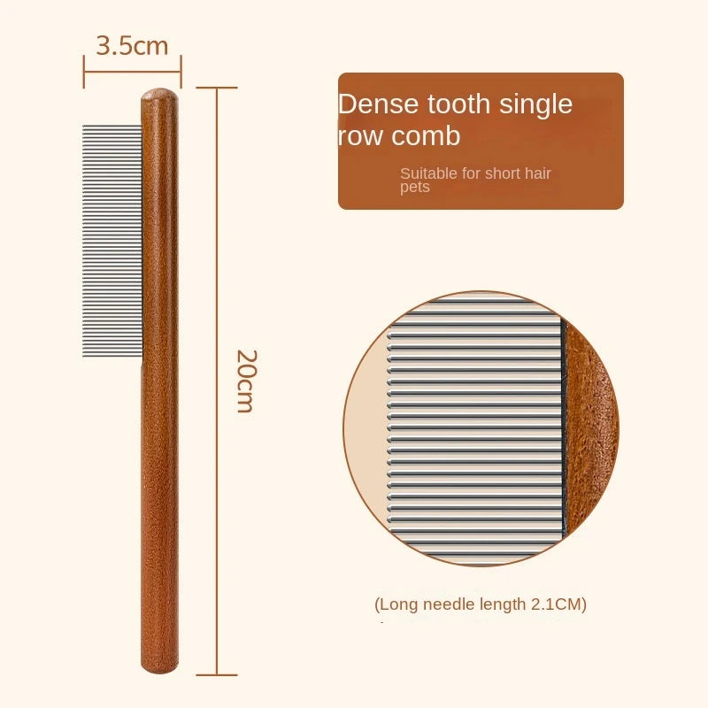 Cat Comb Stainless Steel Pet Hair Remover Wooden Handle Solid Cat Hair Comb Pet Grooming Dog Brush Cleaning Tool Pets Supplies