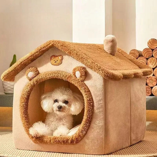 Soft Cat Bed Deep Sleep House Dog Cat Winter House Removable Cushion Enclosed Pet Tent For Kittens Puppy Cama Cat Supplies