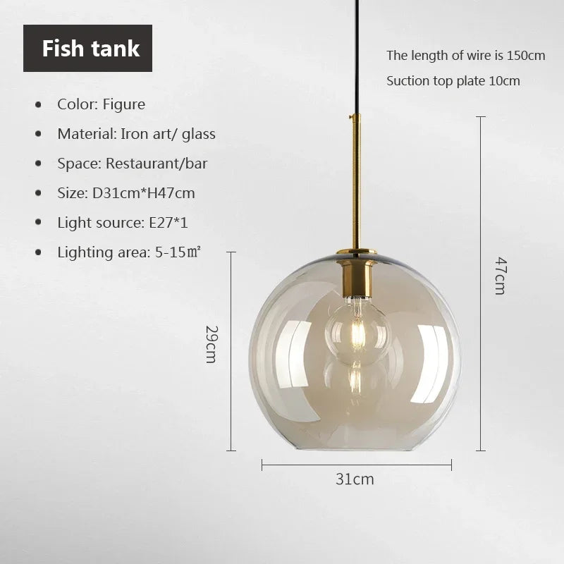 Modern Nordic hanging loft Glass lustre Pendant Light industrial decor Lights Fixtures E27/E26 for Kitchen Restaurant Lamp