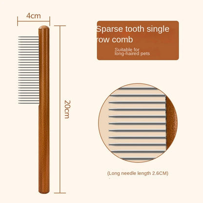 Cat Comb Stainless Steel Pet Hair Remover Wooden Handle Solid Cat Hair Comb Pet Grooming Dog Brush Cleaning Tool Pets Supplies