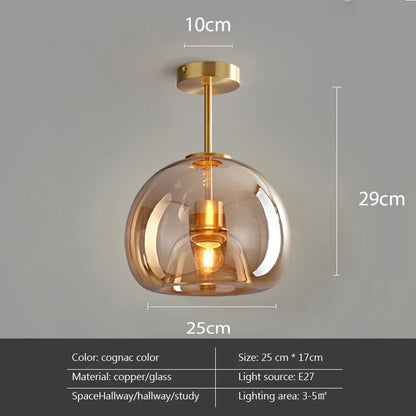 Modern Minimalist Glass Ceiling Light Nordic Texture LED Dinning Room Lamp Corridor Lustre Creative Living Room Lighting E27