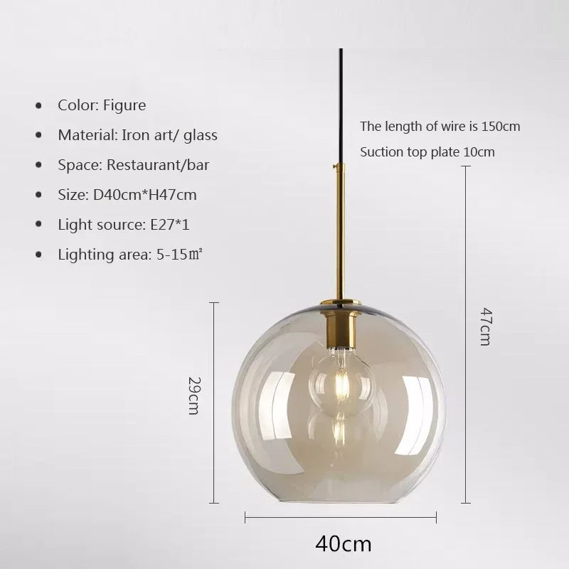 Modern Nordic hanging loft Glass lustre Pendant Light industrial decor Lights Fixtures E27/E26 for Kitchen Restaurant Lamp