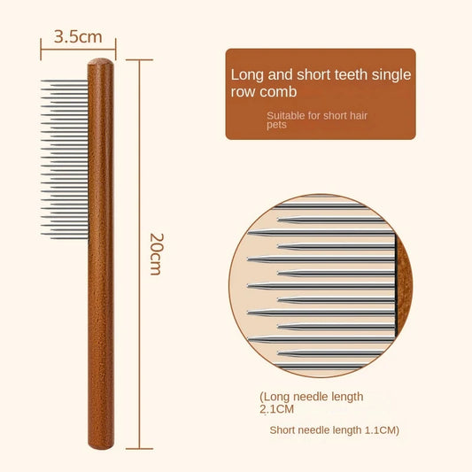 Cat Comb Stainless Steel Pet Hair Remover Wooden Handle Solid Cat Hair Comb Pet Grooming Dog Brush Cleaning Tool Pets Supplies